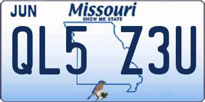 MO license plate QL5Z3U