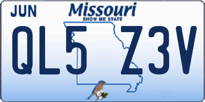 MO license plate QL5Z3V