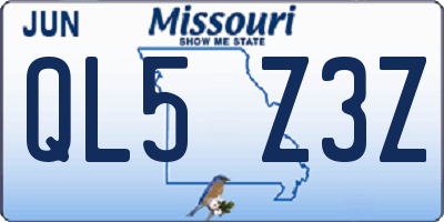 MO license plate QL5Z3Z