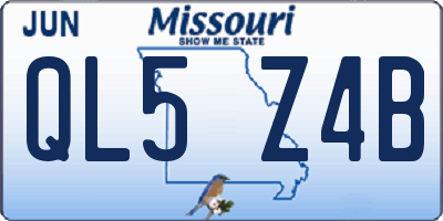 MO license plate QL5Z4B