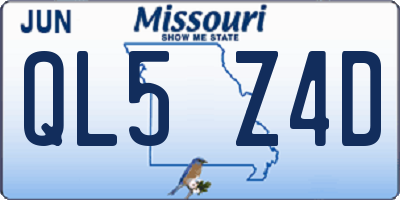 MO license plate QL5Z4D