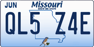 MO license plate QL5Z4E