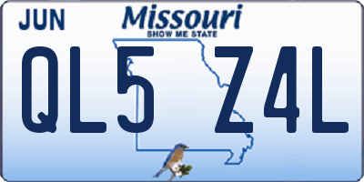 MO license plate QL5Z4L