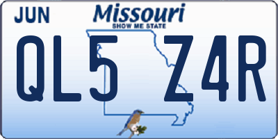 MO license plate QL5Z4R