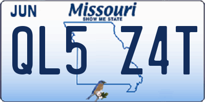 MO license plate QL5Z4T