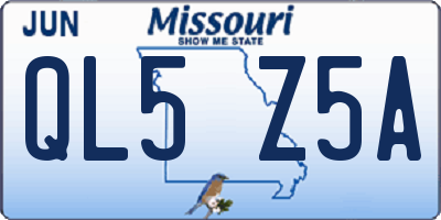 MO license plate QL5Z5A