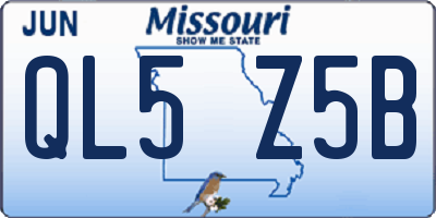 MO license plate QL5Z5B
