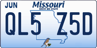MO license plate QL5Z5D