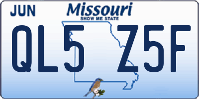 MO license plate QL5Z5F