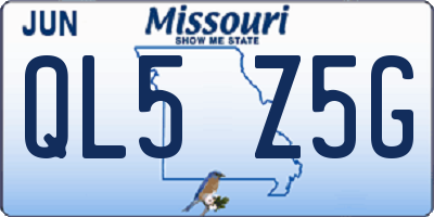MO license plate QL5Z5G
