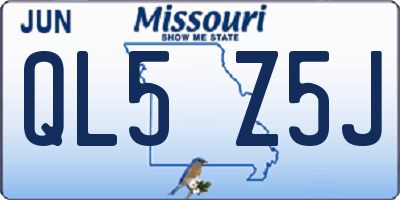 MO license plate QL5Z5J