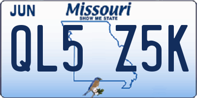 MO license plate QL5Z5K