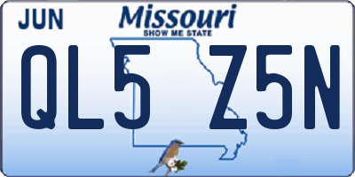 MO license plate QL5Z5N