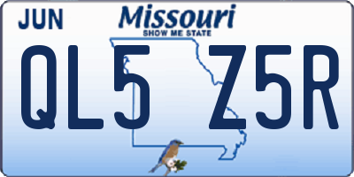MO license plate QL5Z5R