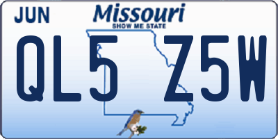 MO license plate QL5Z5W