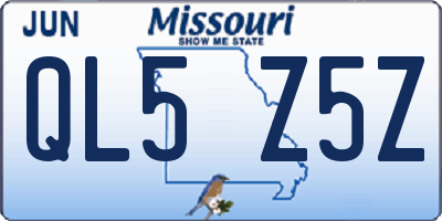MO license plate QL5Z5Z
