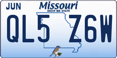 MO license plate QL5Z6W