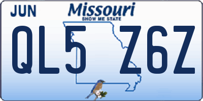 MO license plate QL5Z6Z