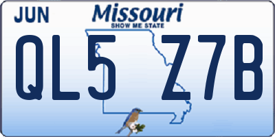 MO license plate QL5Z7B