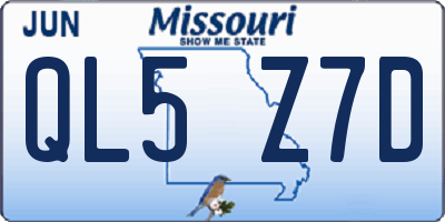 MO license plate QL5Z7D
