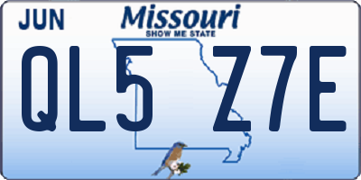 MO license plate QL5Z7E