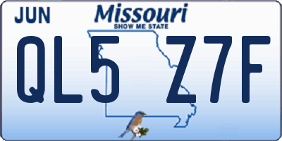 MO license plate QL5Z7F