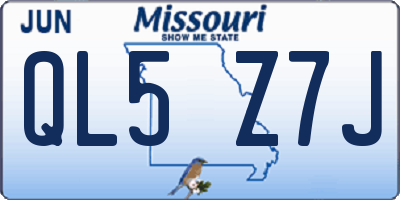MO license plate QL5Z7J