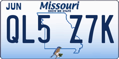 MO license plate QL5Z7K