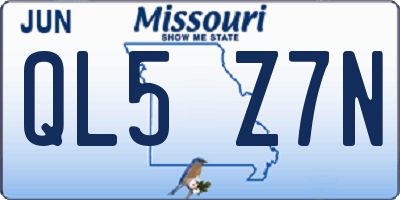 MO license plate QL5Z7N