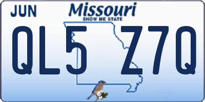 MO license plate QL5Z7Q