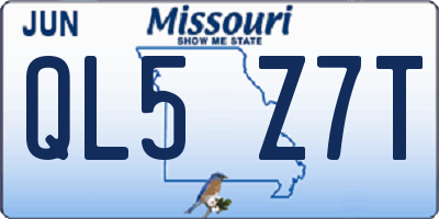 MO license plate QL5Z7T