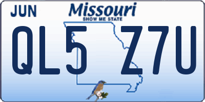 MO license plate QL5Z7U