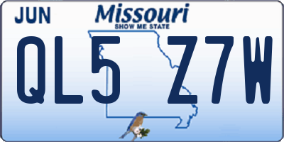 MO license plate QL5Z7W