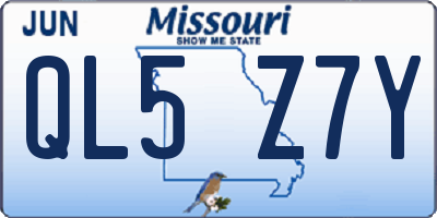 MO license plate QL5Z7Y