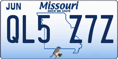 MO license plate QL5Z7Z