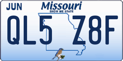 MO license plate QL5Z8F