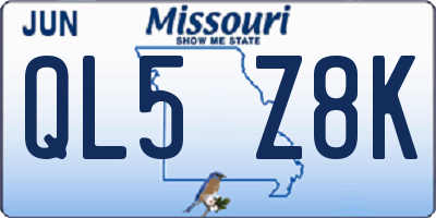 MO license plate QL5Z8K