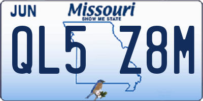 MO license plate QL5Z8M