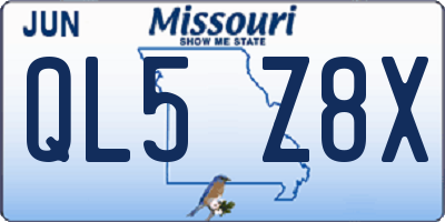 MO license plate QL5Z8X