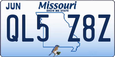 MO license plate QL5Z8Z