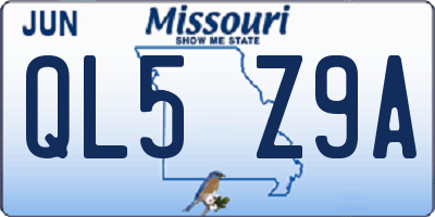 MO license plate QL5Z9A
