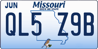 MO license plate QL5Z9B