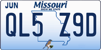 MO license plate QL5Z9D
