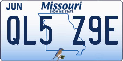 MO license plate QL5Z9E