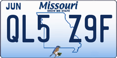 MO license plate QL5Z9F
