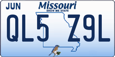 MO license plate QL5Z9L