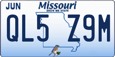 MO license plate QL5Z9M