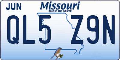 MO license plate QL5Z9N