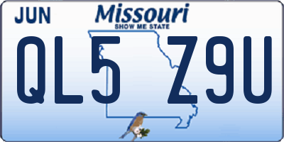 MO license plate QL5Z9U