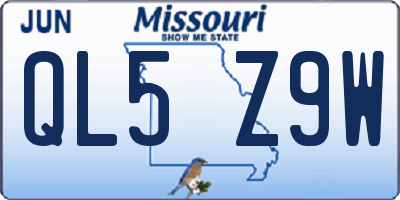 MO license plate QL5Z9W